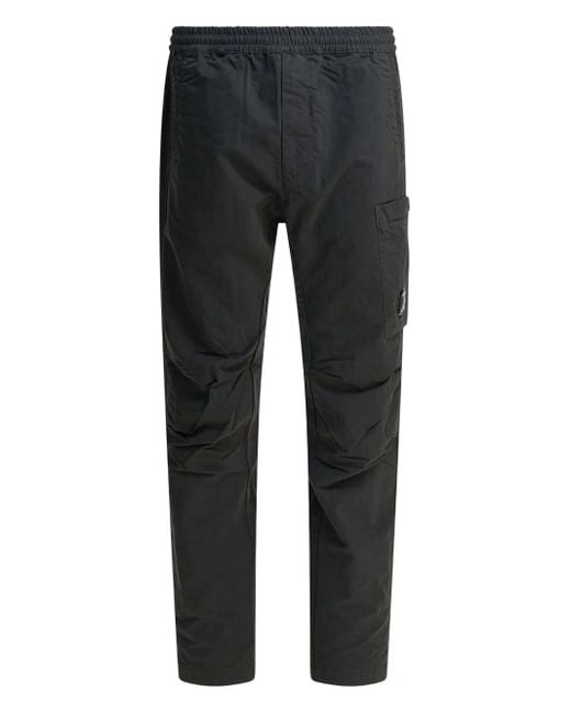 C P Company Gray Cargo-Pocket Drawstring Trousers for men