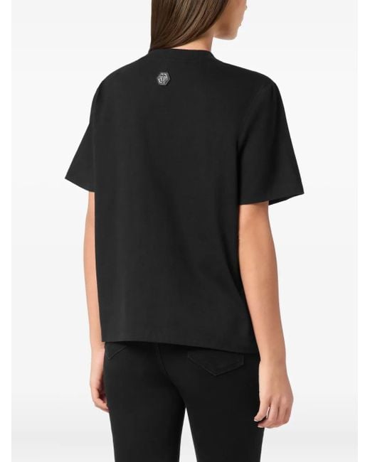 Philipp Plein Black Crystal-Embellished T-Shirt