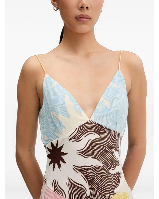 Never Fully Dressed White Abstract Soleil Emilia Midi Dress