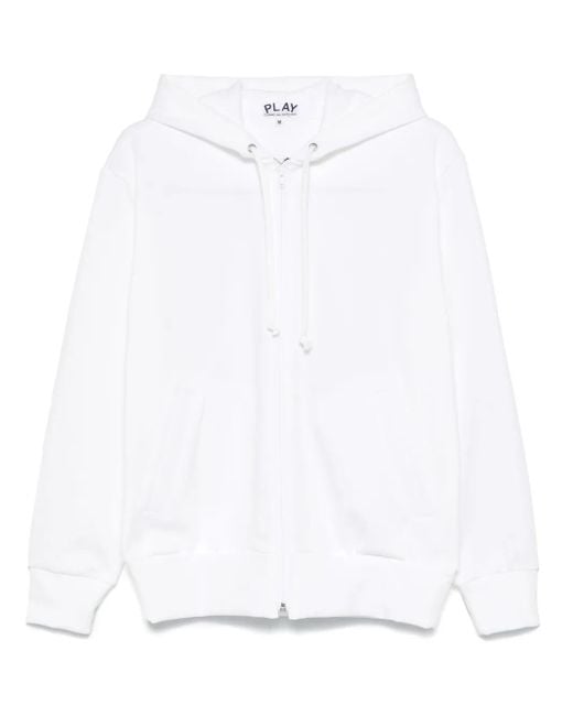 COMME DES GARÇONS PLAY White Signature Heart-Patch Hoodie