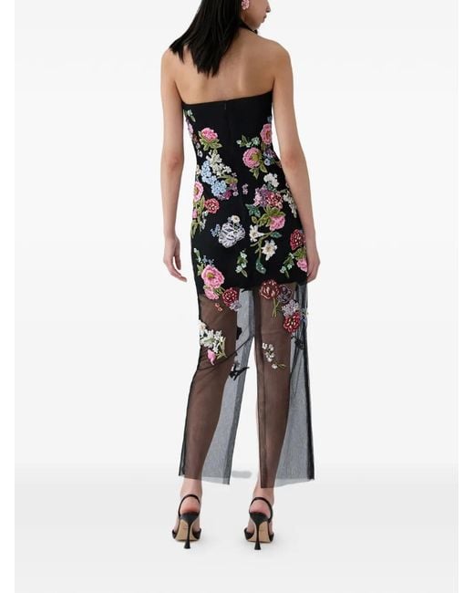 Carolina Herrera White Column Gown With Floral Embroidery
