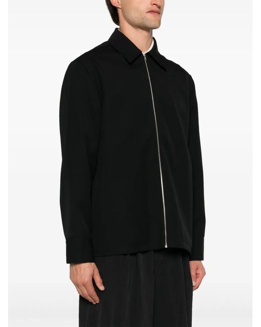 Jil Sander Black Wool Gabardine Overshirt for men