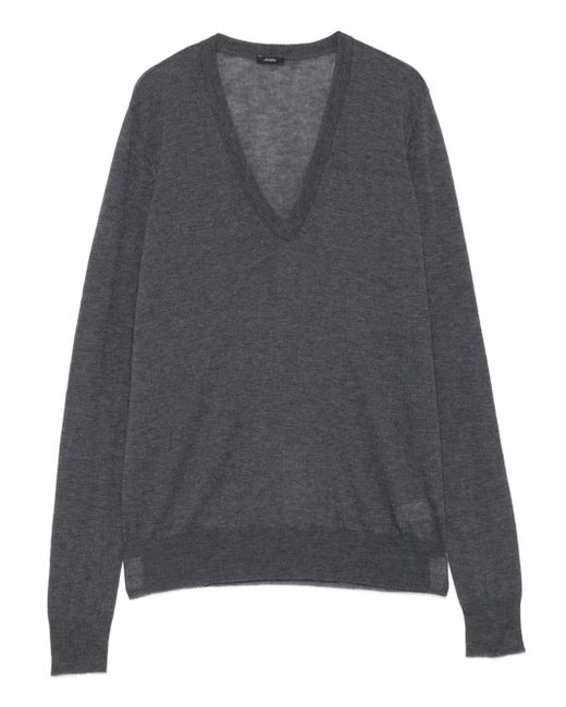Joseph Gray V-Neck Wool Sweater