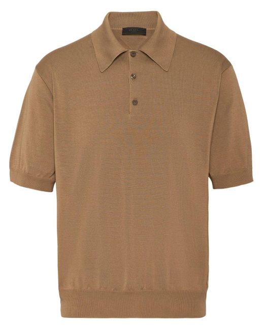 Prada Poloshirt mit Triangel-Logo in Brown für Herren