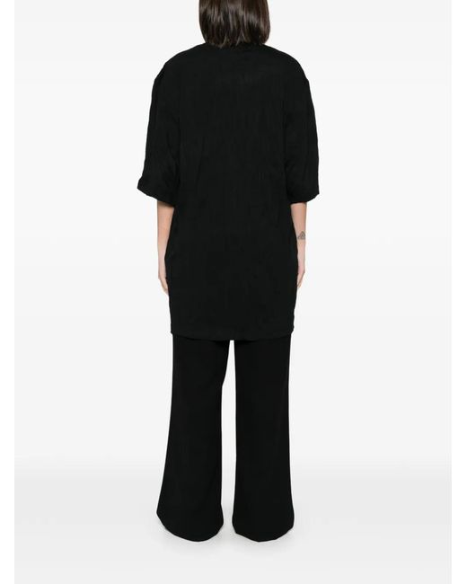Totême Black Crinkled-Effect T-Shirt Dress