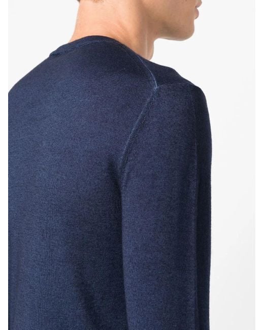 Aspesi Blue Fine-Knit Slim-Cut Jumper for men