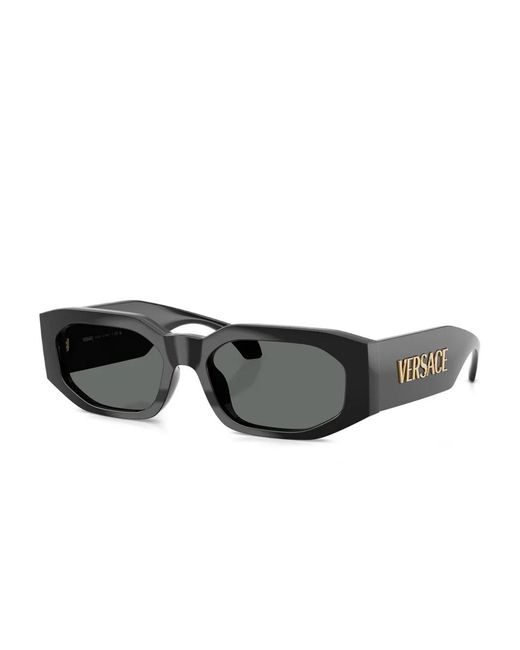 Versace Black Geometric-Frame Sunglasses