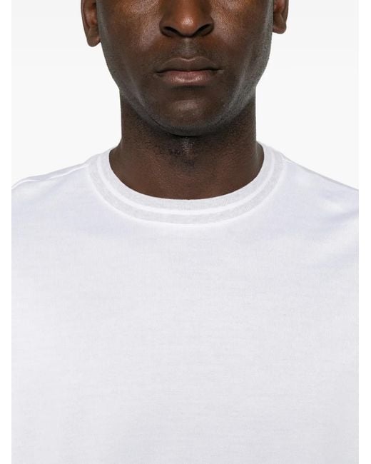 Eleventy White Contrast-Trim T-Shirt for men