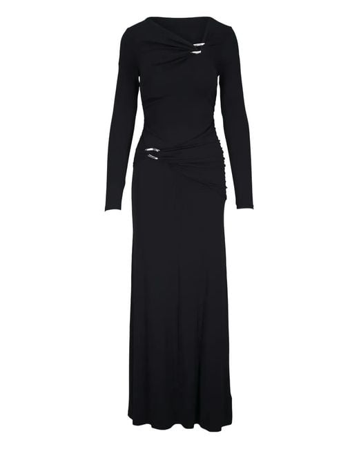 Veronica Beard Black Viela Long-Sleeve Ruched Maxi Dress