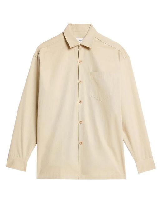 AMI Natural Logo-Print Button-Front Shirt for men