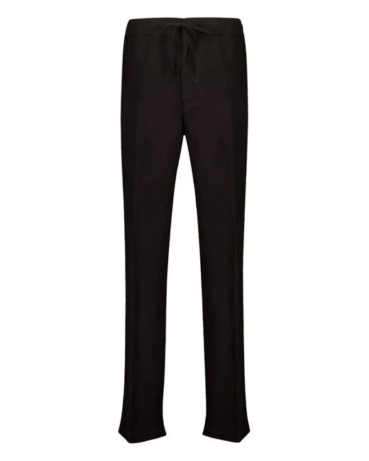 120% Lino Black Linen Straight-Leg Trousers for men