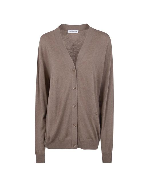 Frankie Shop Brown Zina Button-Down V-Neck Cardigan
