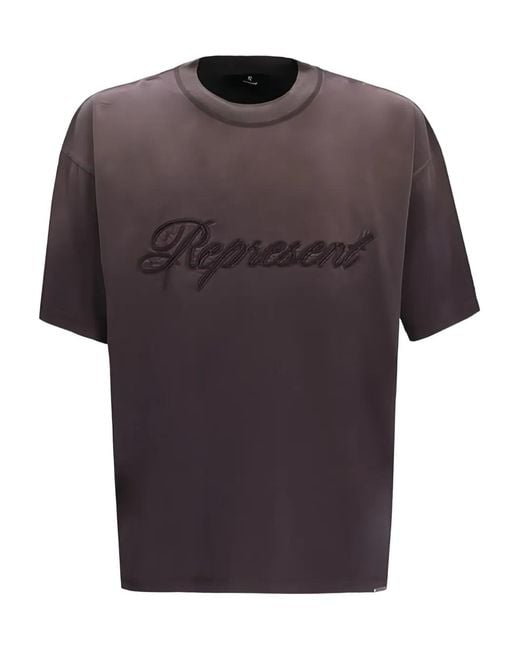 Represent Gray Crew-Neck Logo T-Shirt for men
