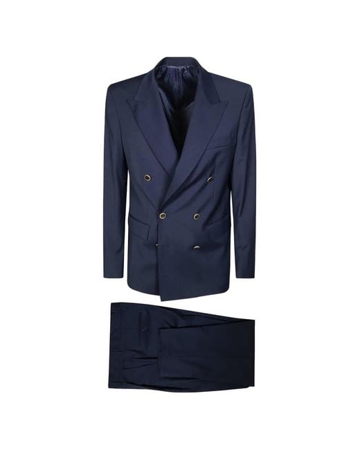 MARSĒM Blue Six-Buttondouble-Breasted Suit for men
