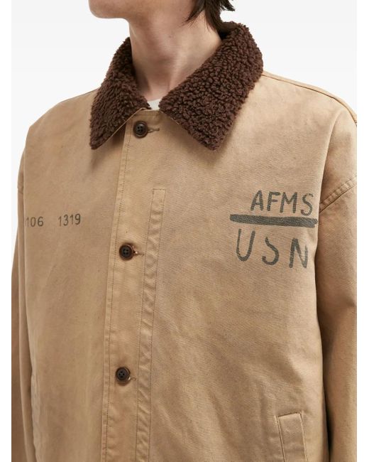 AFTERMATHS Natural Logo-Print Shirt Jacket for men