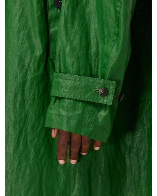 Ferragamo Green Asymmetric Linen Trench Coat