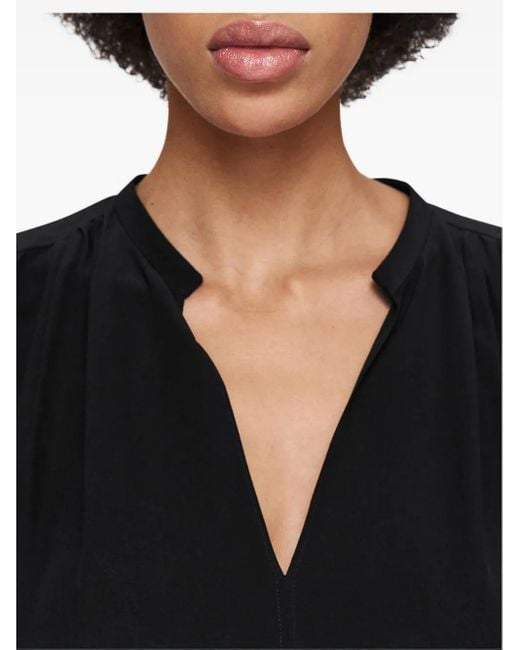 Joseph Blue V-Neck Balloon-Sleeve Blouse
