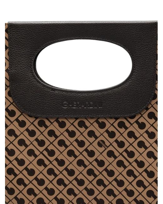 Gherardini Brown Logo-Print Cut-Out Handle Tote Bag