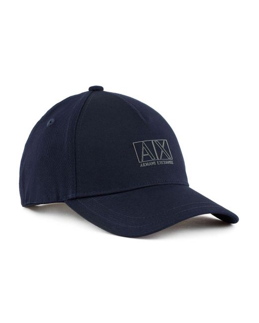 Armani Exchange Blue Logo-embossed Cotton Baseball Cap for men