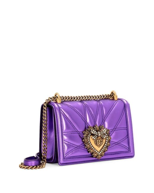 Dolce & Gabbana Purple Devotion Medium Shoulder Bag - Women's - Lambskin/calf Leather/cotton/acrylic