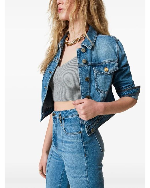 Twinset Blue Flap-Pocket Denim Jacket