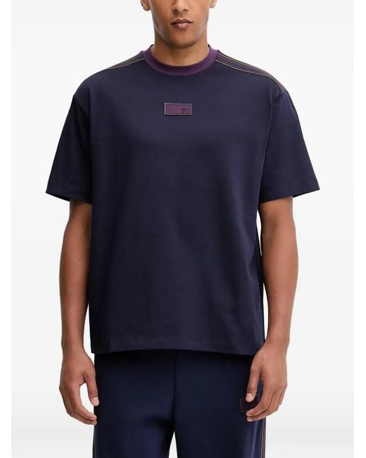 EA7 Women's Blue T-Shirt À Détail De Patch