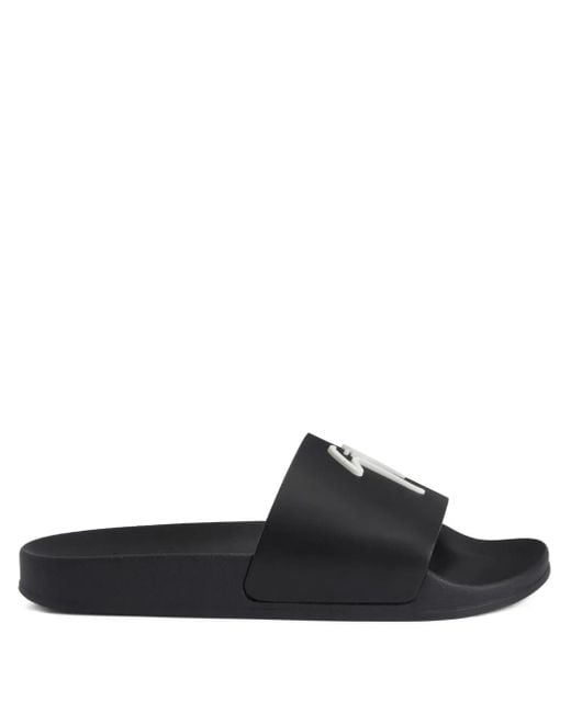 Giuseppe Zanotti Black Brett Logo-Embellished Slides for men