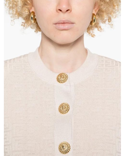 Balmain Natural Pb Labyrinth Knit Cardigan Clothing
