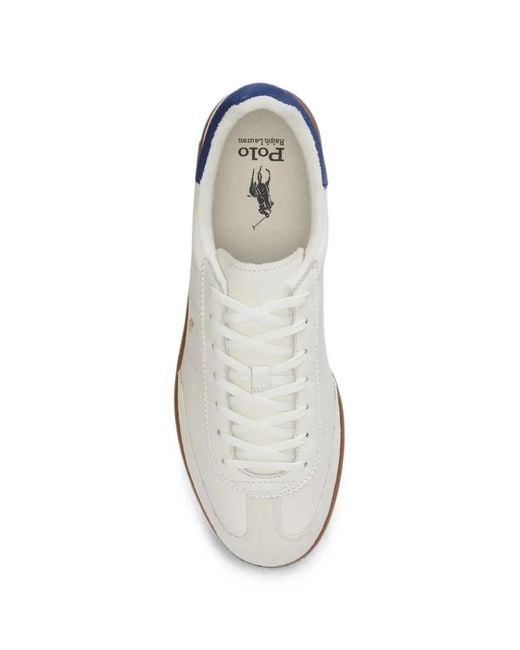 Polo Ralph Lauren White Bedford Logo-Embroidered Leather Sneakers for men