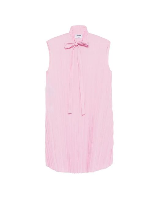 Moschino Pink Bow Pleated Mini Dress