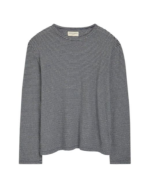 Officine Generale Gray Striped-Pattern T-Shirt for men