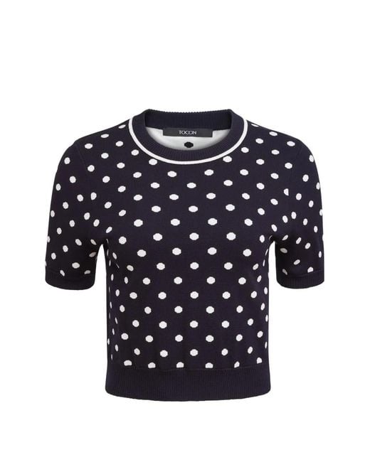 Toccin Blue Birdie Short-Sleeve Sweater