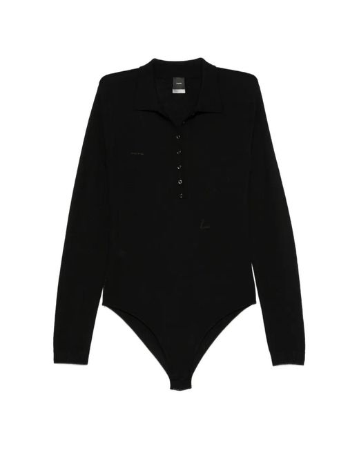 Pinko Black Long-Sleeve Buttoned Bodysuit