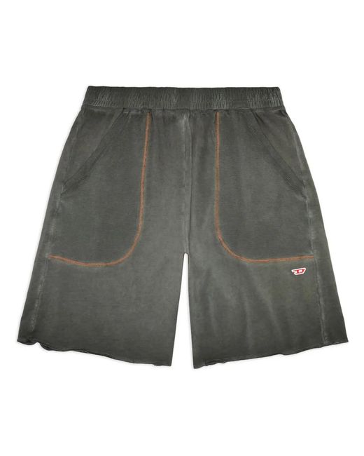 DIESEL Gray P-Bask Faded-Effect Cotton-Jersey Shorts for men