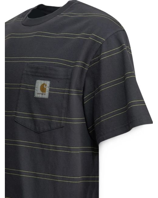 Carhartt Black T-Shirt Rayé À Poche for men