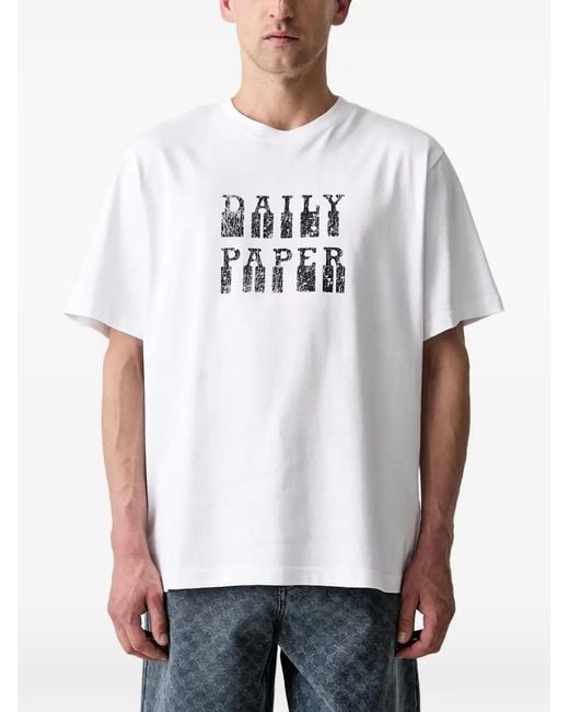 Daily Paper White Dp Blocked Logo-Print T-Shirt for men