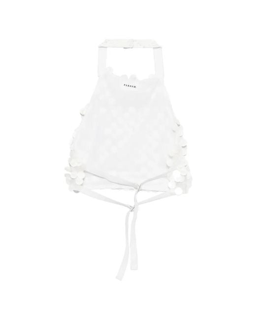 P.A.R.O.S.H. White Sequin-Appliqué Top