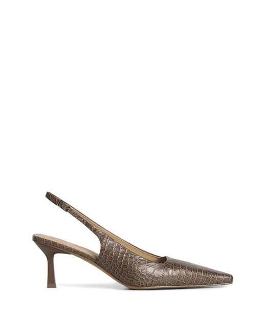 12 STOREEZ Gray Leather Slingback Pumps