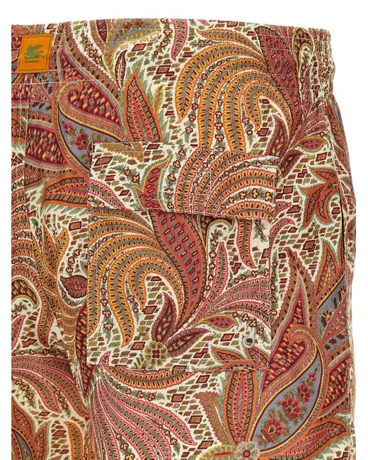 Etro Midi Boxer Paisley Print Swimsuit in Multicolor für Herren