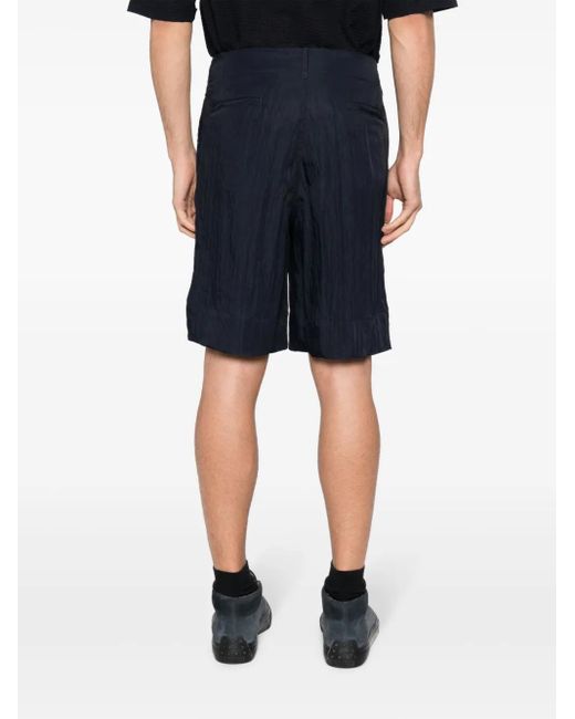 Giorgio Armani Blue Crinkled Wide-Leg Shorts for men