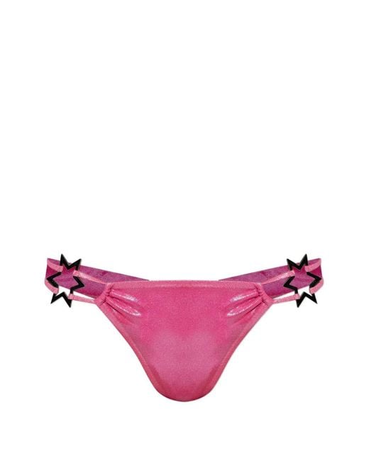 M I S B H V Pink Star-Details Bikini Bottoms