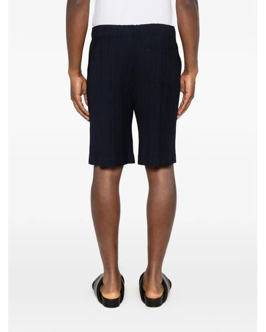 GONGDID DESIGN Blue Pleated Shorts for men
