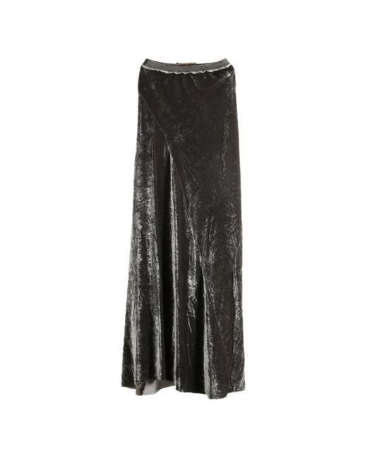 Cortana Black Crushed-Velvet Panelled Maxi Skirt