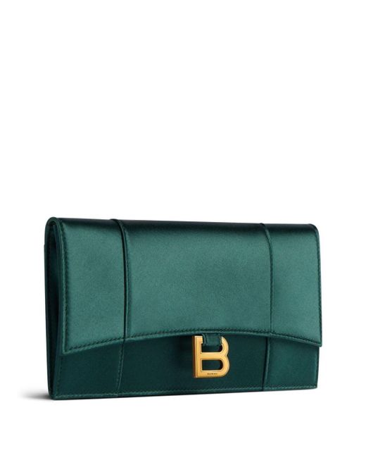 Balenciaga Green Small Hourglass Clutch Bag