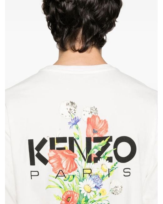 KENZO White Gots Archive Bouquet Print Cotton T-Shirt for men