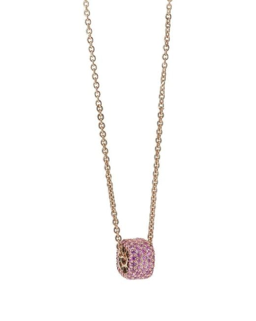 FULLORD White 18K Rose Ghost Multi-Stone Pendant