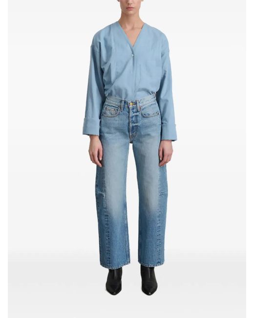 B Sides Blue Lasso Panelled Wide-Leg Jeans