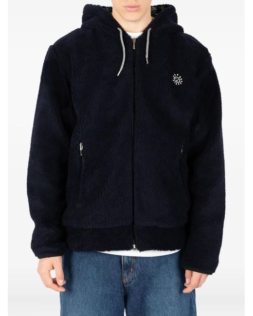 Pull Zippé En Maille Nervurée Et Capuche Societe Anonyme en coloris Blue