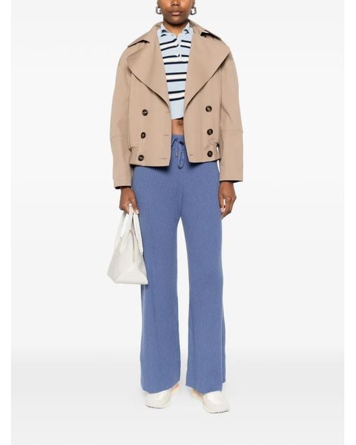 Bompard Blue Drawstring-Fastening Ribbed Trousers
