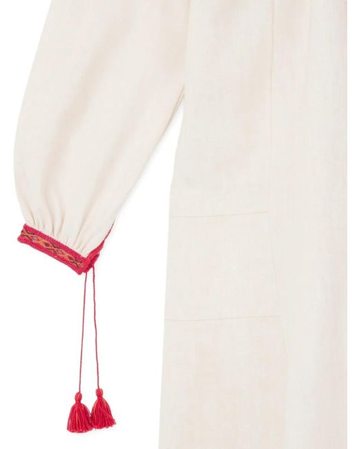 Fortela White Afra Embroidered Midi Dress